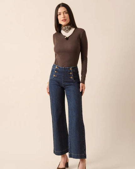 Victoire Wide Leg Jean - Dark Blue