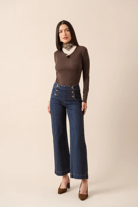 Victoire Wide Leg Jean - Dark Blue