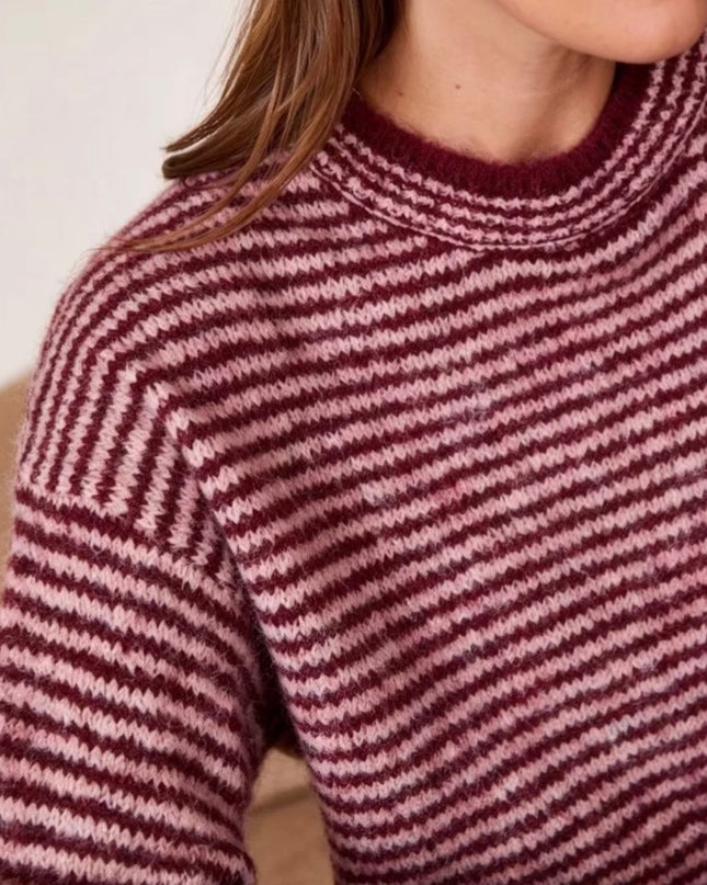 Angelina Fine Breton Sweater - Burgundy