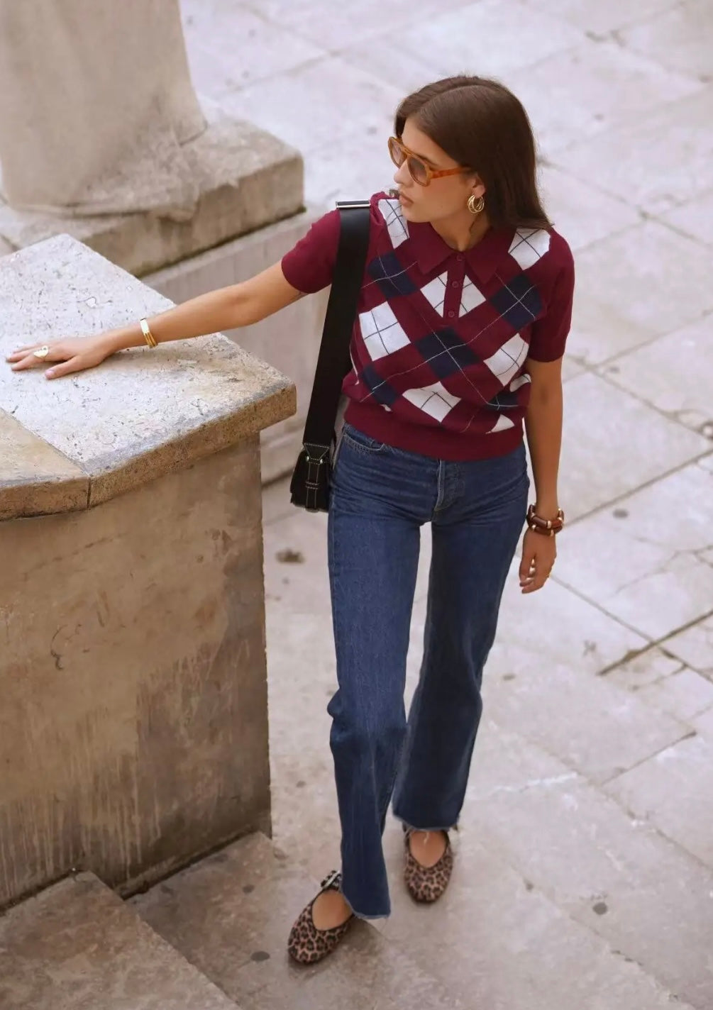 Sofía Plaid Sweater - Burgundy