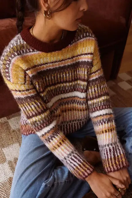 Rachel Retro Fluffy Mohair Jumper - Mustard