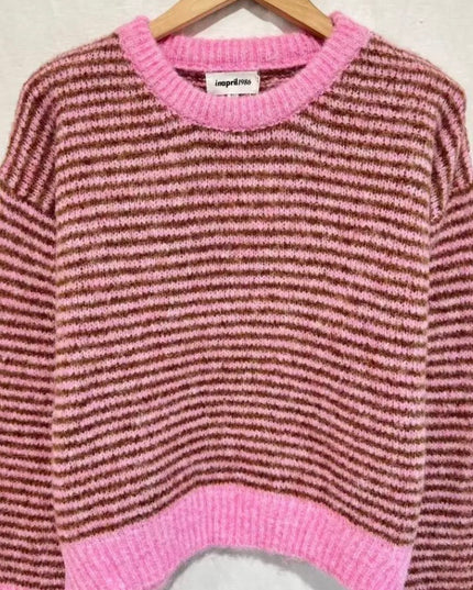 Emily Soft Knit Striped Sweater - Pink