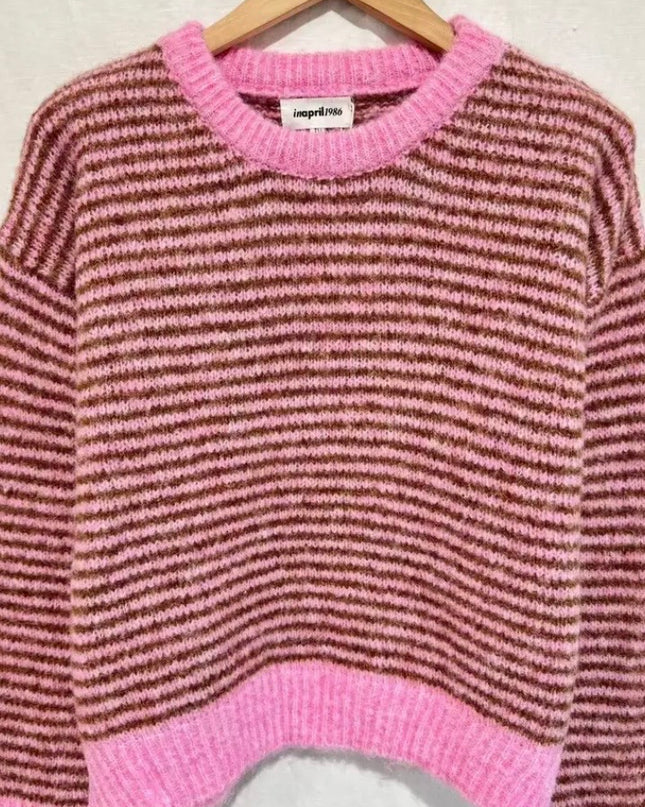 Emily Soft Knit Striped Sweater - Pink