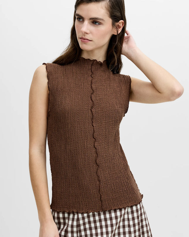 Andie Textured Top - Espresso Brown