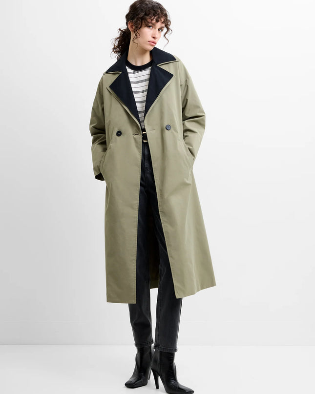 Kaci Double Collar Trench Coat - Spring Khaki