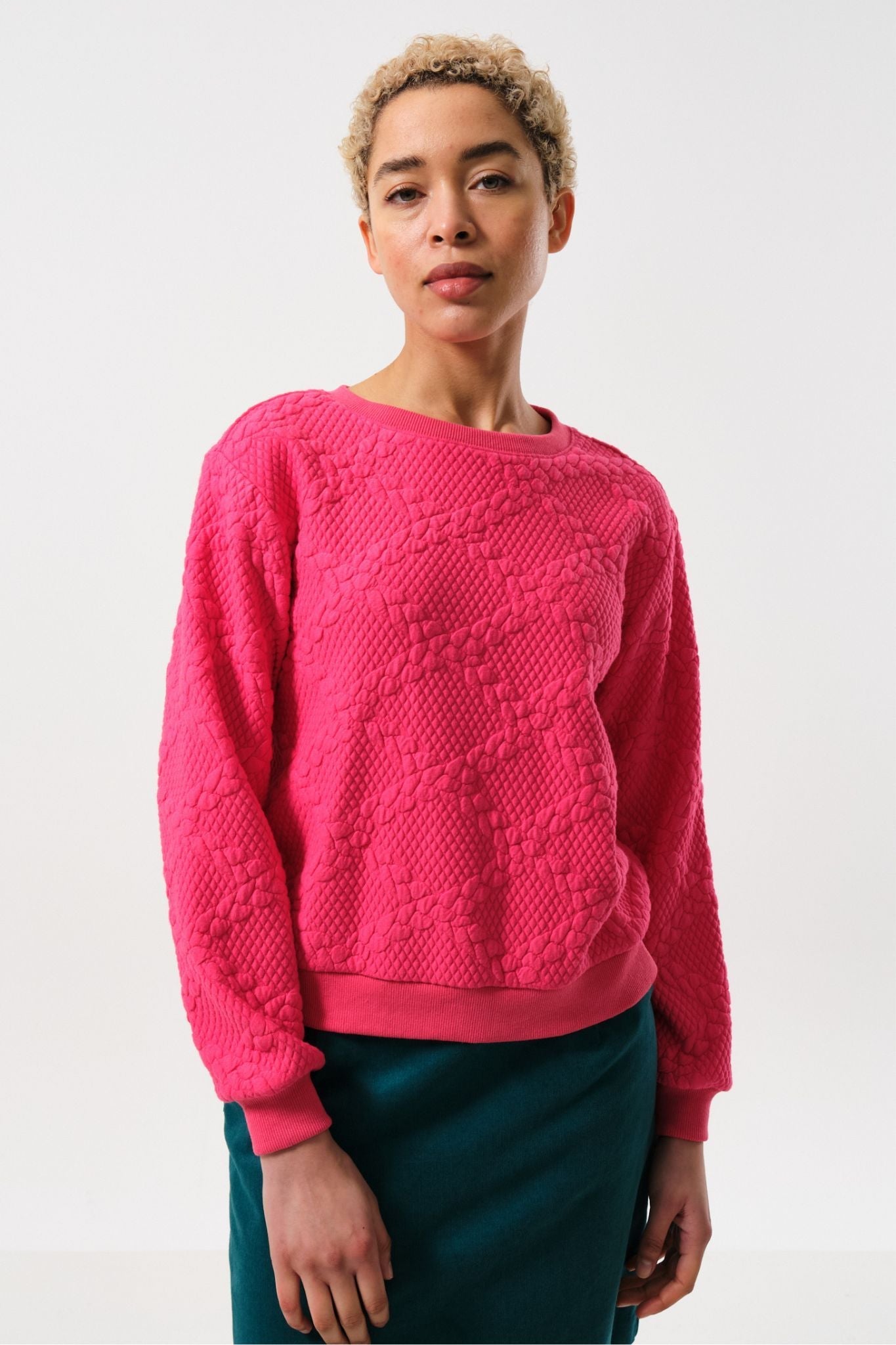 Jan Cable Quilt Sweatshirt - Pink