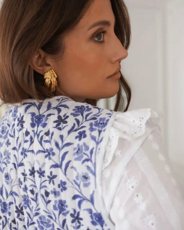 Lottie Quilted Vest - Blue Floral