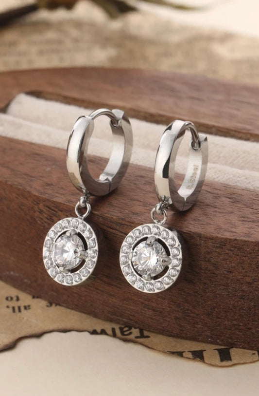 Halia Zirconium Huggies - Silver