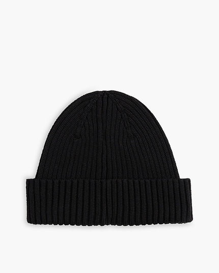 Heritage Logo Rib-Knit Beanie - Black
