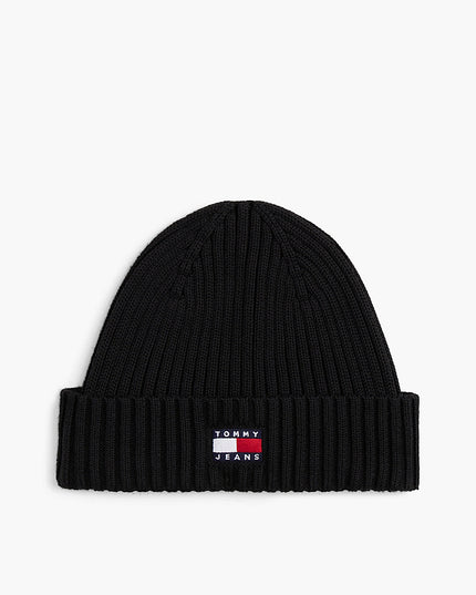 Heritage Logo Rib-Knit Beanie - Black