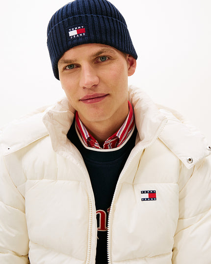 Heritage Logo Rib-Knit Beanie - Dark Navy