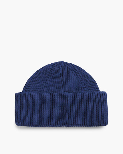 Heritage Logo Rib-Knit Short Beanie - Regence Blue