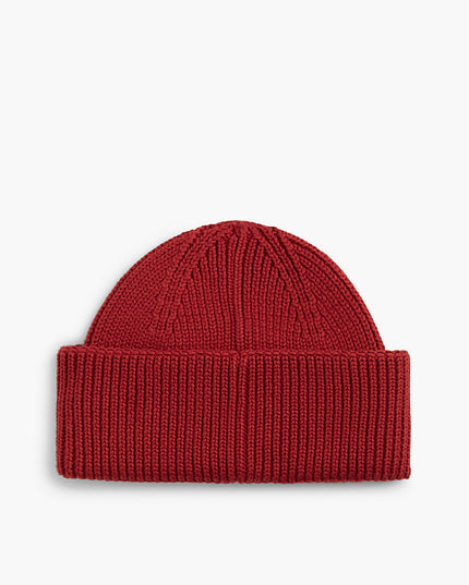 Heritage Logo Rib-Knit Short Beanie - Arizona Red