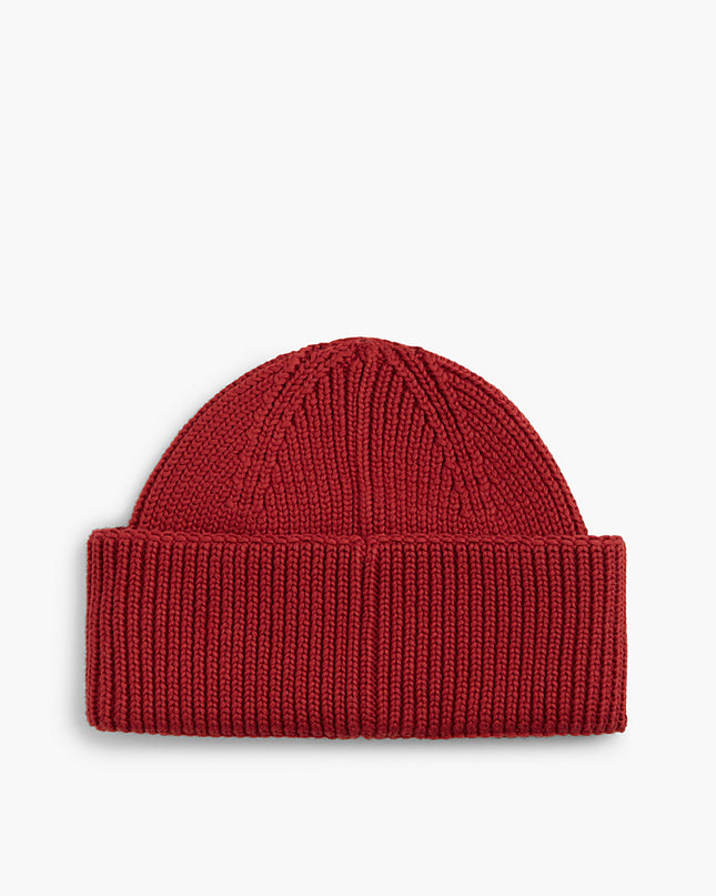 Heritage Logo Rib-Knit Short Beanie - Arizona Red