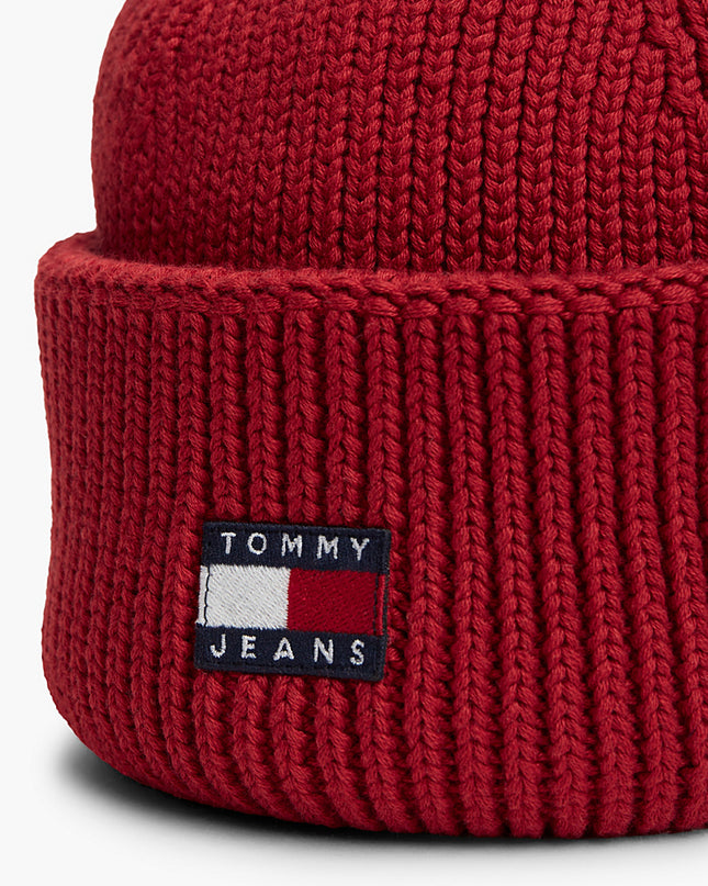 Heritage Logo Rib-Knit Short Beanie - Arizona Red