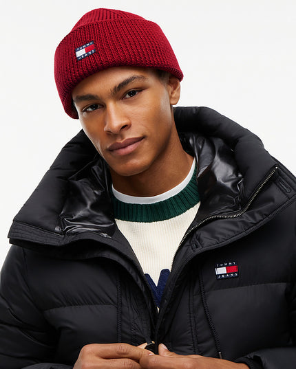 Heritage Logo Rib-Knit Short Beanie - Arizona Red
