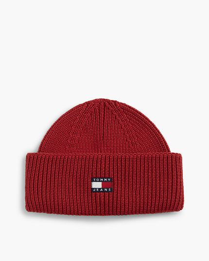 Heritage Logo Rib-Knit Short Beanie - Arizona Red