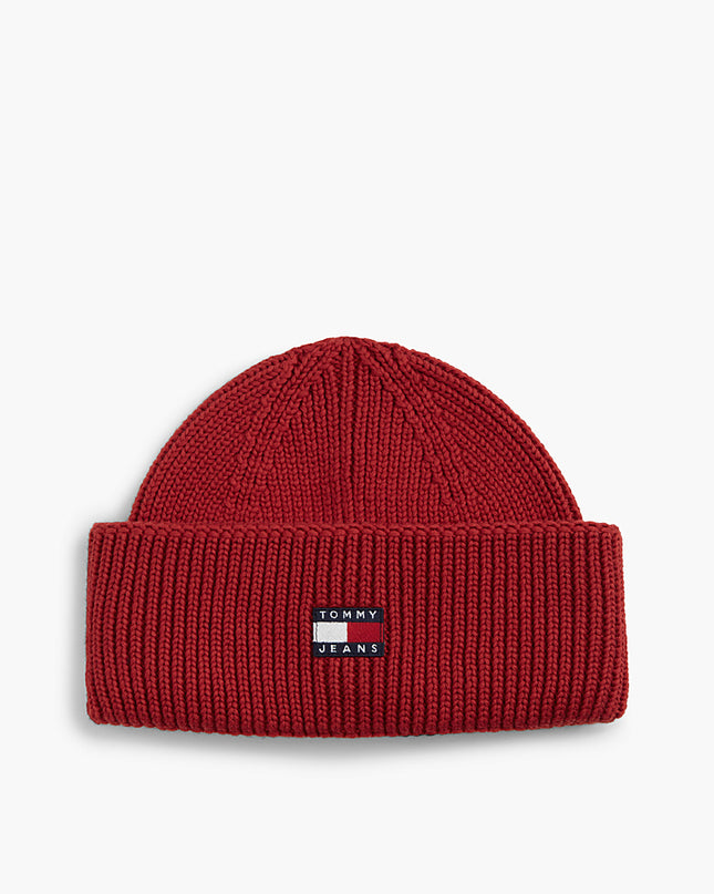 Heritage Logo Rib-Knit Short Beanie - Arizona Red