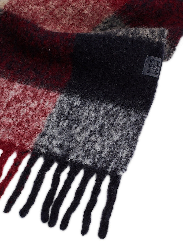 Tommy Hilfiger - Mixed Check Fluffy Wool Blend Scarf - Corp Mix