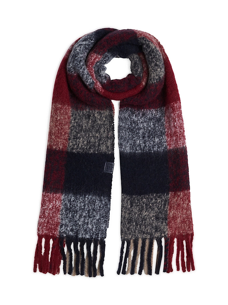 Tommy Hilfiger - Mixed Check Fluffy Wool Blend Scarf - Corp Mix