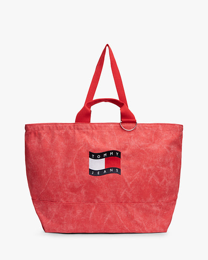 Wavy Flag Canvas Tote Bag - Carnation Coral