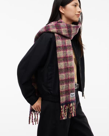 Script Seasonal Scarf - Beige Check