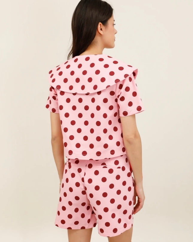 Lana Retro Polka Dot Bermuda Short - Pink