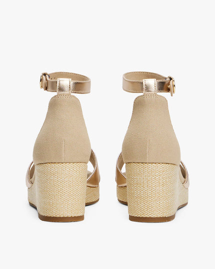 Metallic Wedge Espadrille Sandals - Gold