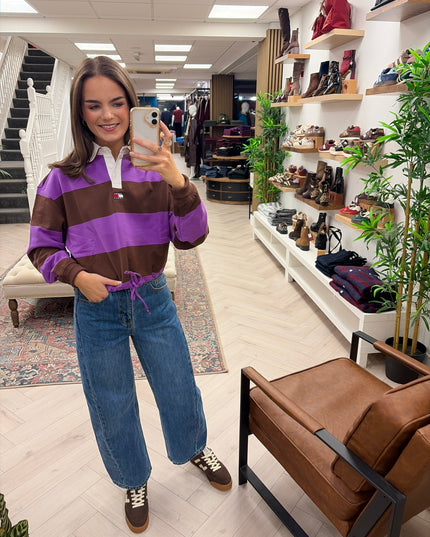 Tommy Jeans Badge Rugby Top - Purple/Coffee