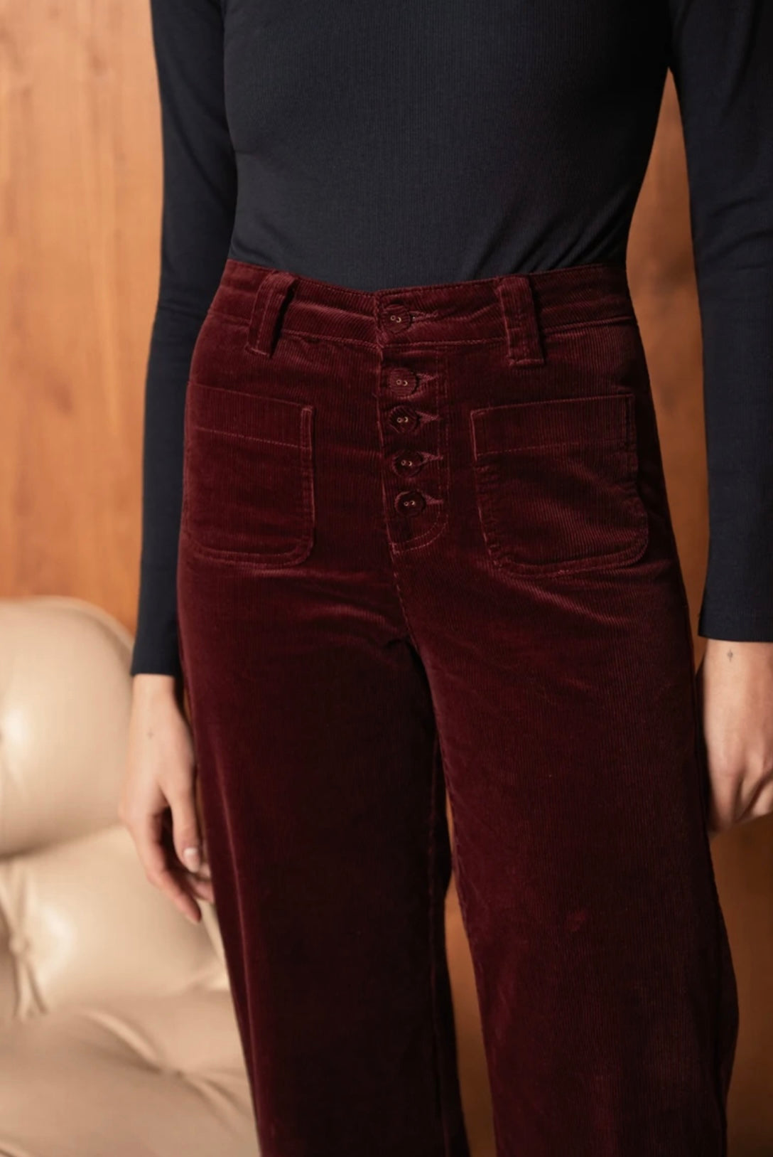 Vivianne Corduroy Trouser - Burgundy