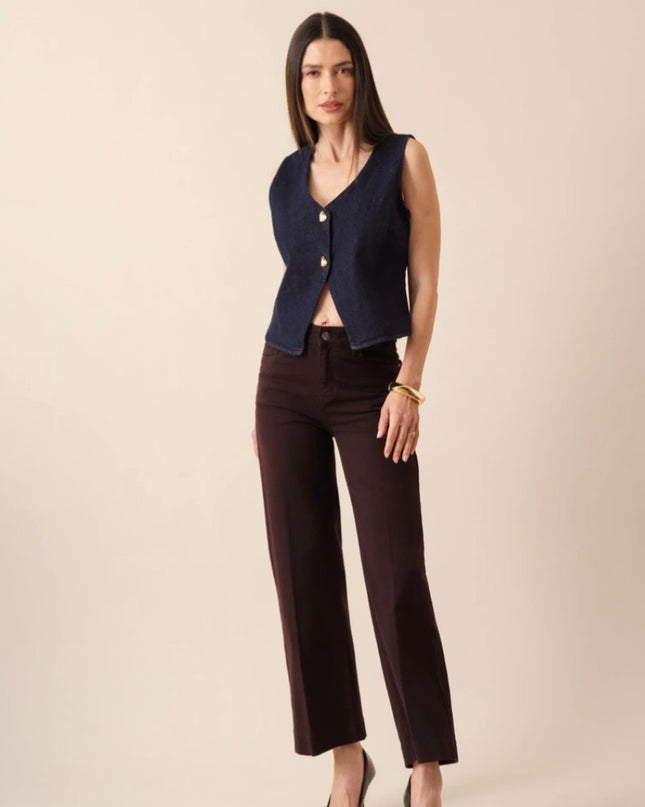 Vienna Wide Leg Jeans - Plum