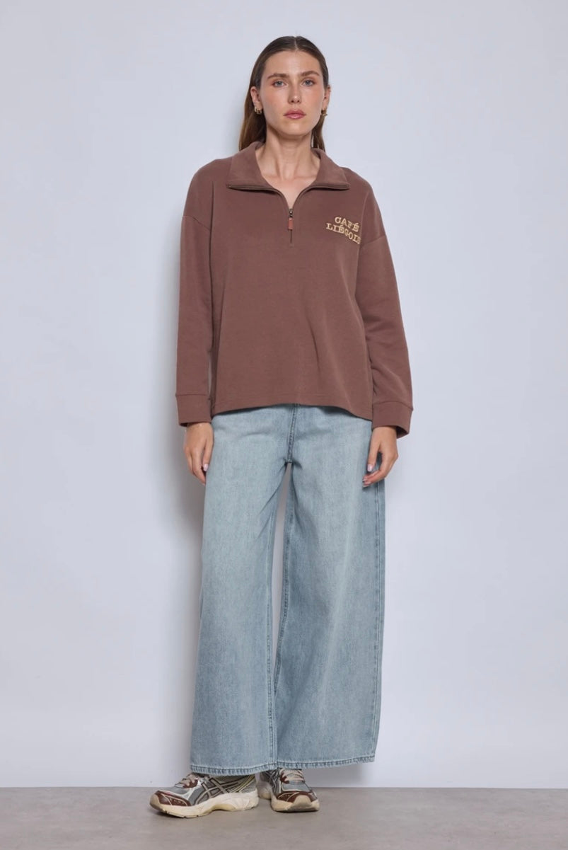 Café Légois 1/4 Zip Top - Coffee