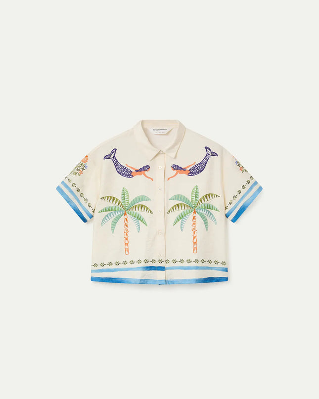 Palm & Mermaid Crepe Shirt
