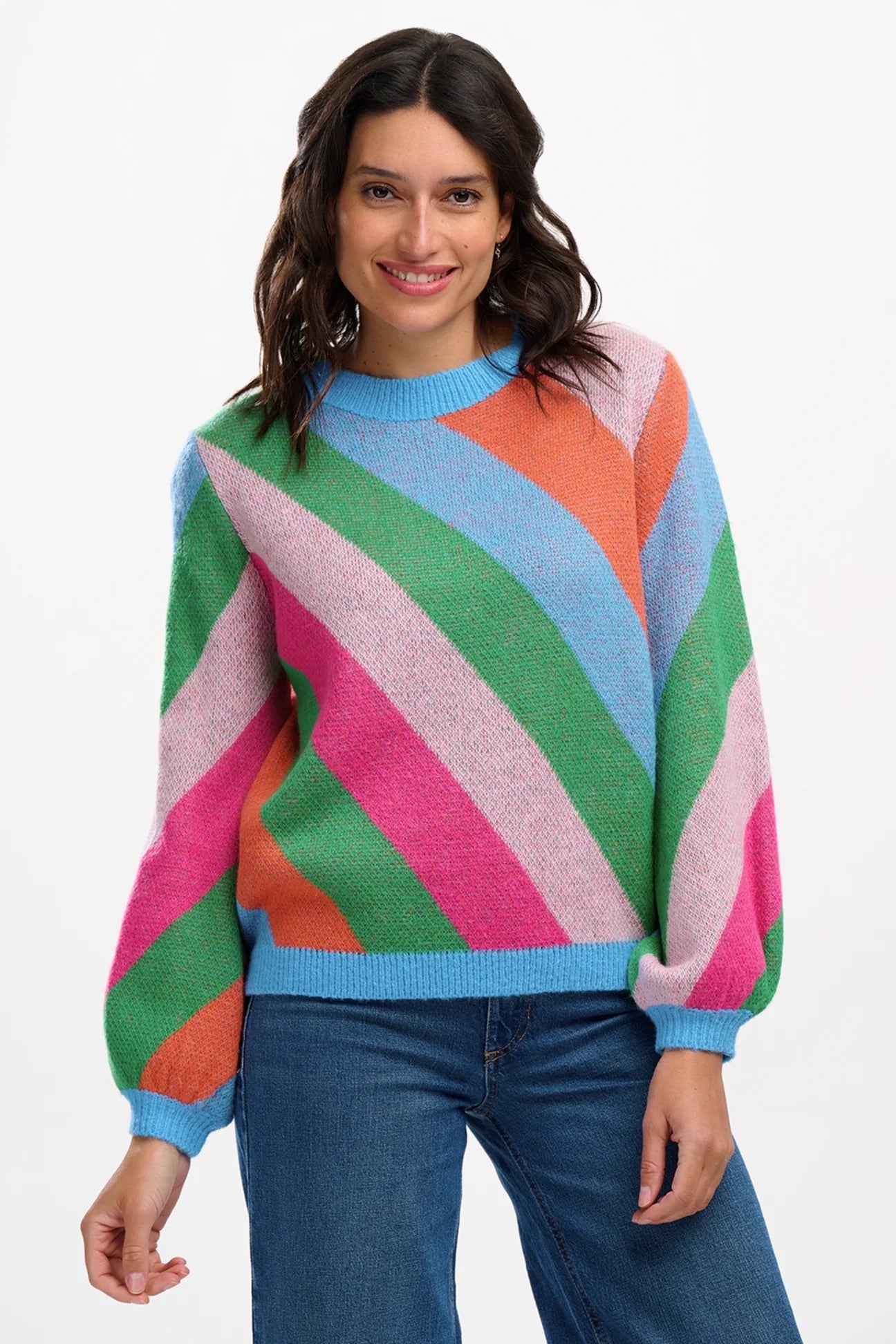 Sugarhill Brighton - Essie Jumper - Multi, Diagonal Stripe