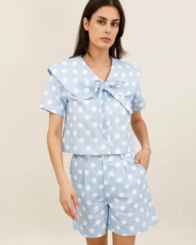 Lana Retro Polka Dot Bermuda Short - Blue