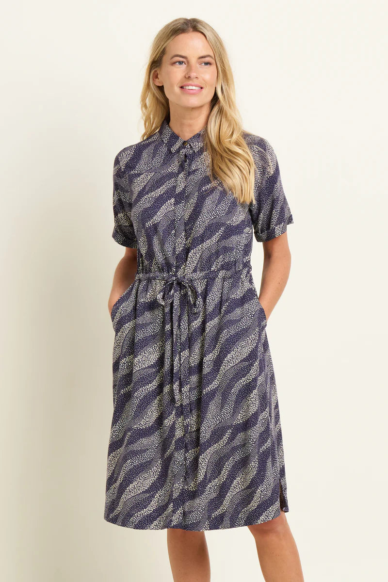 Brakeburn Flowing Dots Shirt Dress