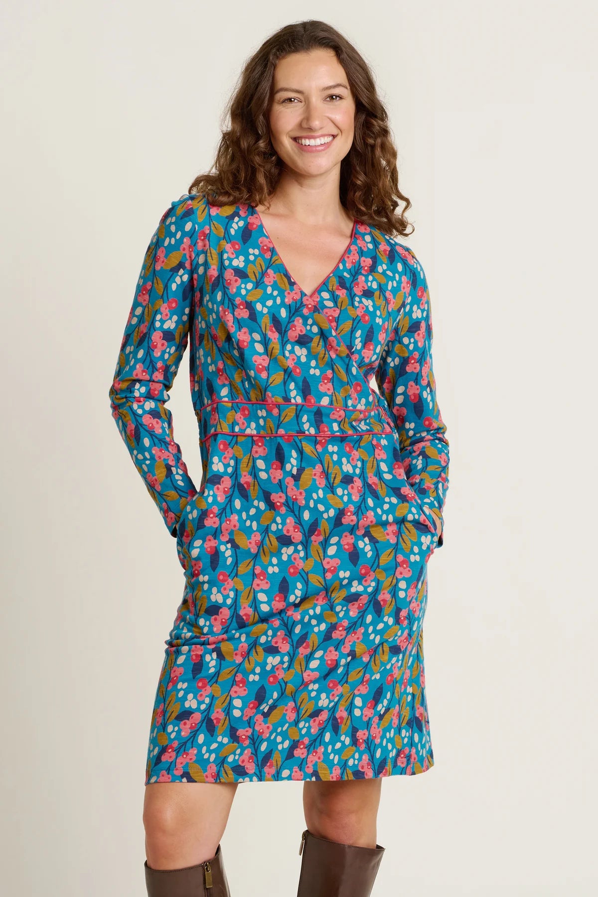 Brakeburn Trailing Berry Wrap Dress