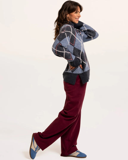 Helga Argyle Intarsia Knitted Jumper - Navy
