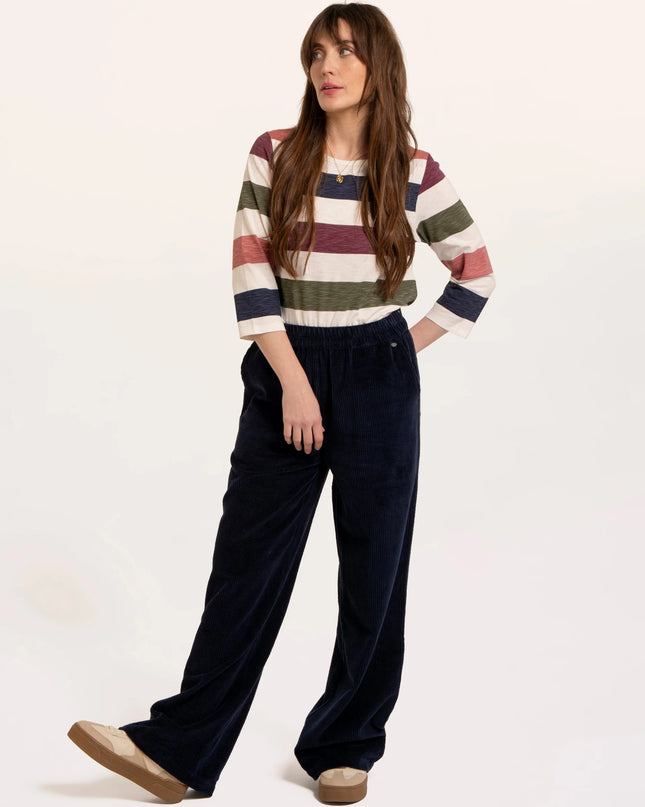 Lulworth Multi Colour Stripe 3/4 Sleeve T-Shirt