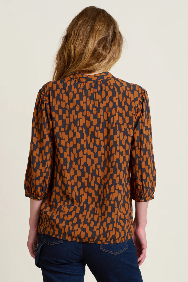 Brush Strokes Blouse - Autumn Abstract