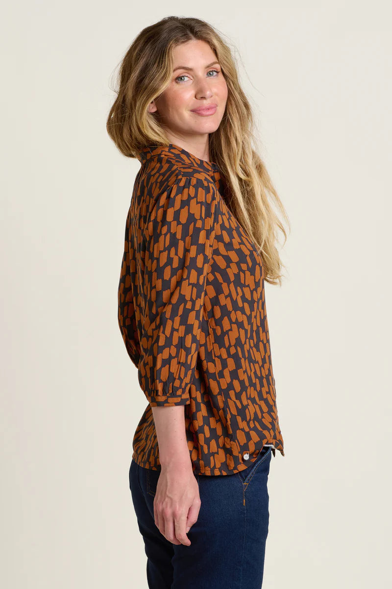 Brush Strokes Blouse - Autumn Abstract