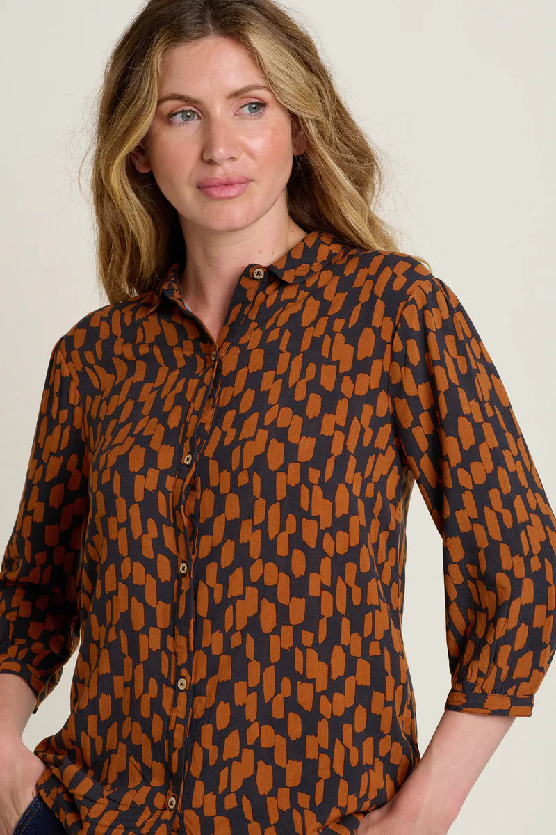 Brush Strokes Blouse - Autumn Abstract