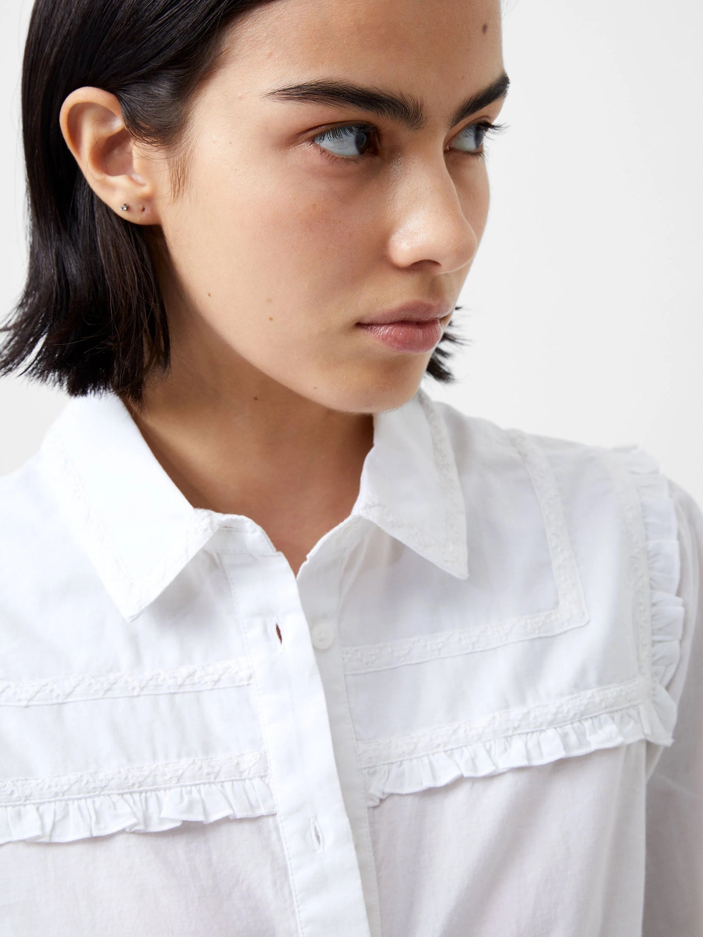 Amelie Cambric Embroidered Shirt - White