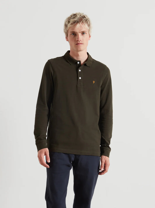Blanes Long Sleeve Polo Shirt In Evergreen