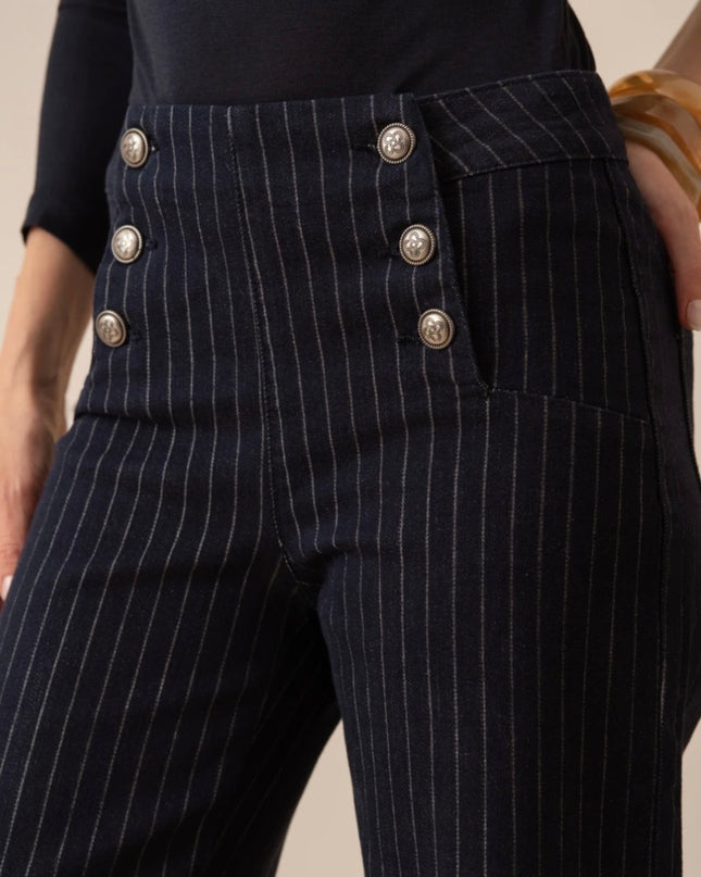 Victoire Wide Leg Jean - Dark Navy Stripe