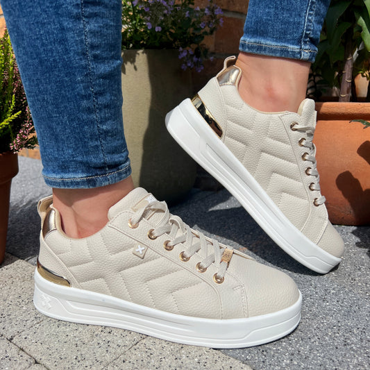 XTI - Quilted PU Sneaker - Beige