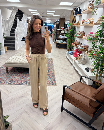 Jude Flowy Trouser - Beige