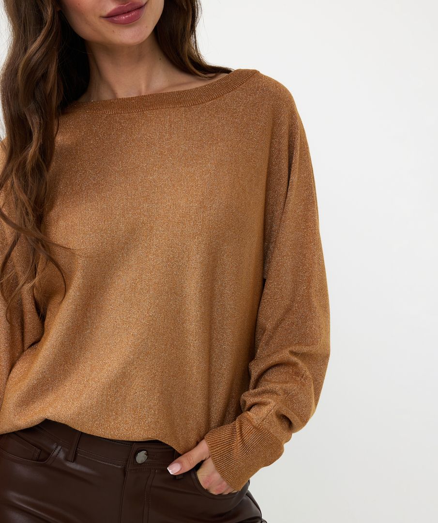 EsQualo - Lurex Batwing Sweater - Caramel