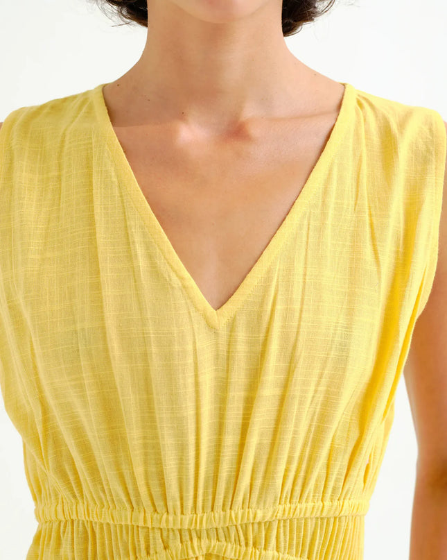 Cotton Midi Dress - Lemon