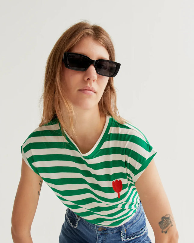 Bold Stripe Tank T-Shirt - Green